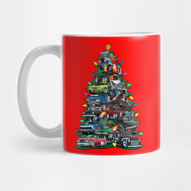 Car Madness Christmas Tree! Classic Muscle Cars and Hot Rods by hobrath